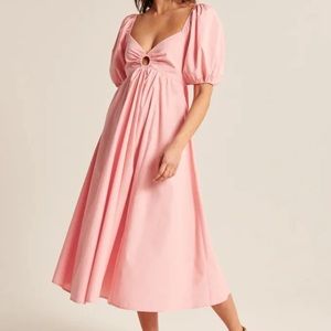 O-Ring Puff Sleeve Midi Dress by Abercrombie